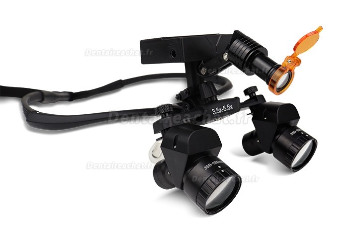 Ergo loupes dentiste WJ YWJ-MG11 3.0X-5.0X (grossissement réglable) avec lampe frontale dentaire